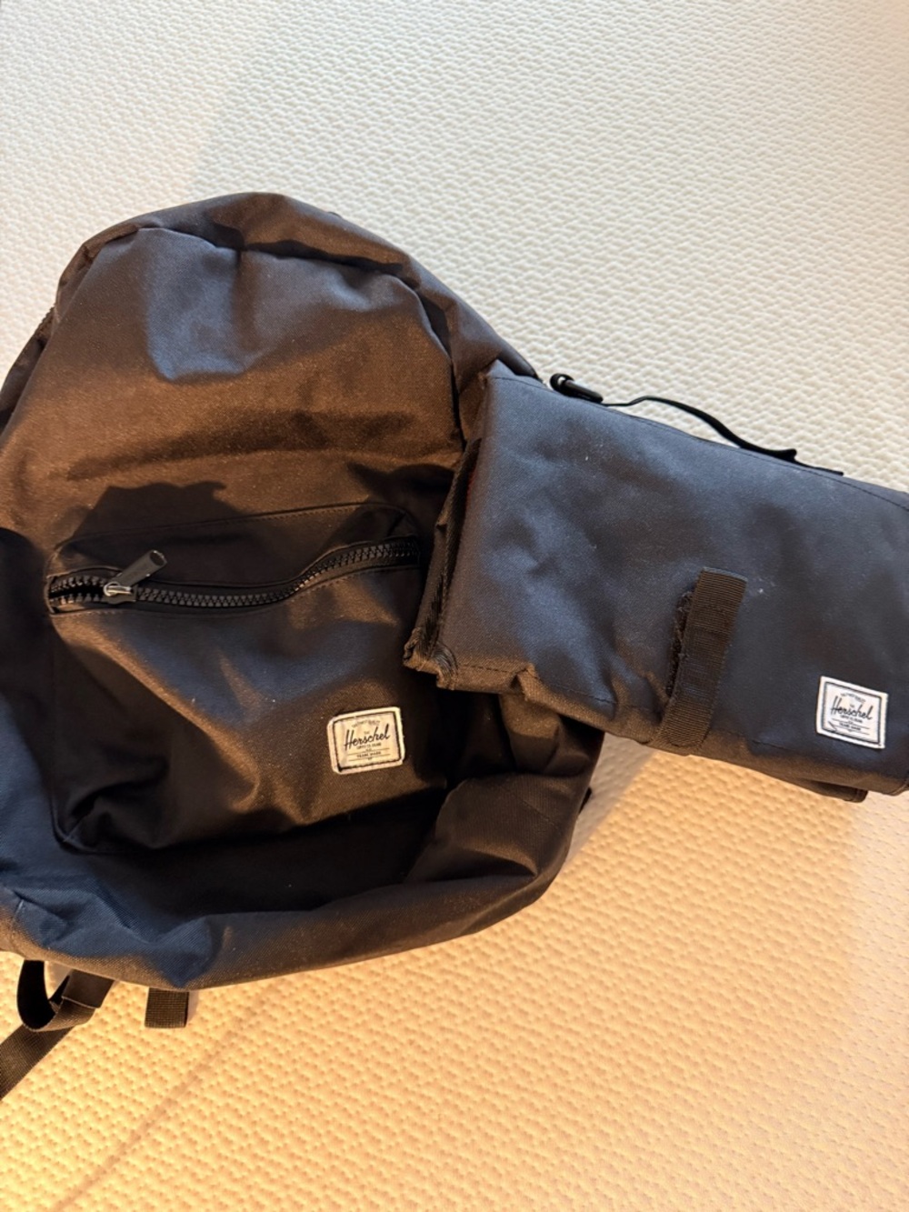 Herschel Supply Company Black Diaper Backpack with Matching changing mat